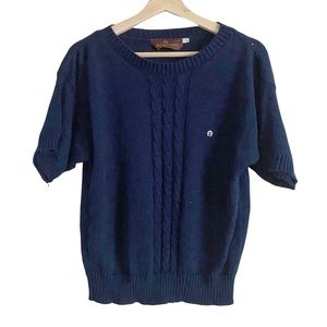 Etienne Aigner Vintage Navy Short Sleeve Sweater